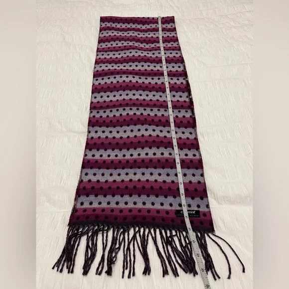 CASHMINK Winter Scarf Oblong Polka Dot Reversible Colourful Fringe Cozy Soft - Picture 10 of 11